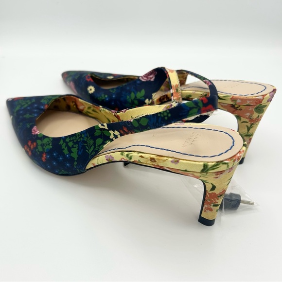 ZARA Printed Slingback Heels Floral Pointed Toe Mid Heel Shoes - Sz. 8 - Picture 6 of 9